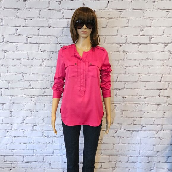 Ann Taylor - Fuchsia pink long sleeve blouse - Picture 3 of 9